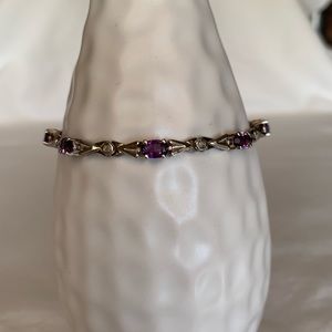 Vintage Deco Sterling Amethyst Diamond Bracelet